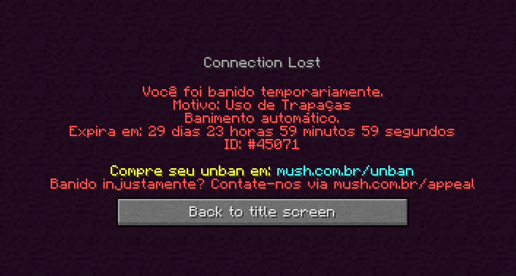 Print da tela de ban